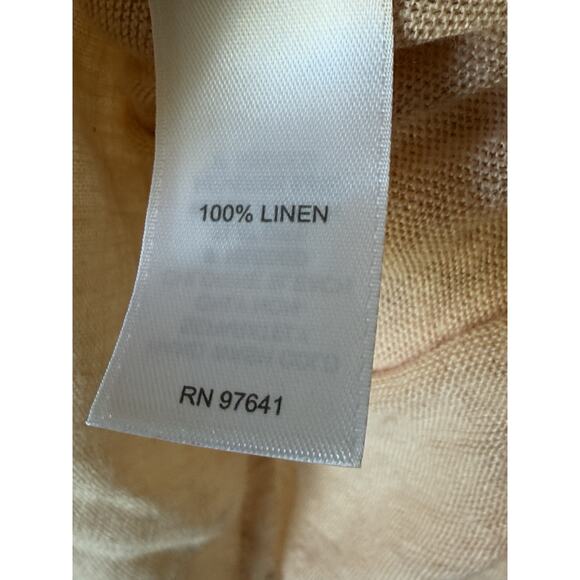J. Jill Love Linen Blouse 100% Linen Sz S Peach 3/4 Sleeve Pullover V Neck - Picture 3 of 8